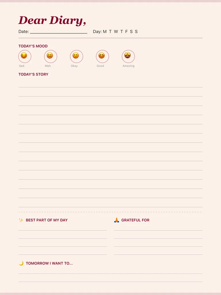 Diary Template template preview
