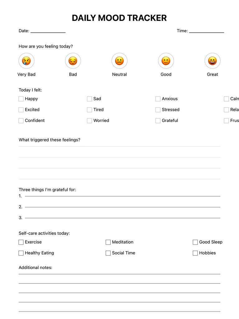 Mood Tracker Template template preview