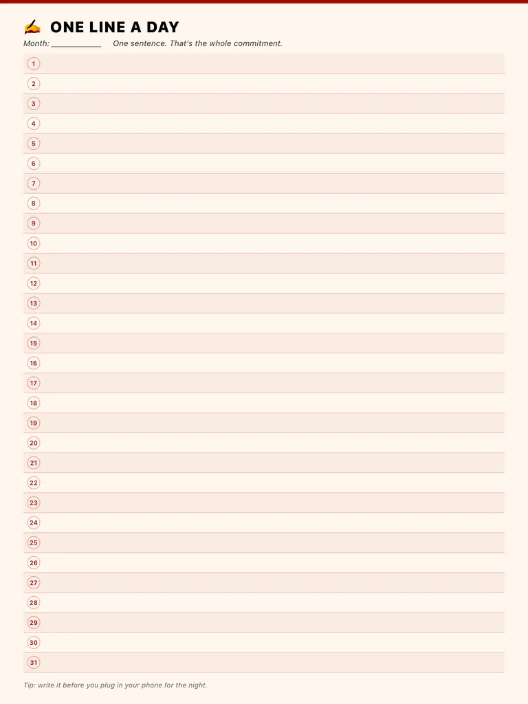 One Line a Day Journal template preview