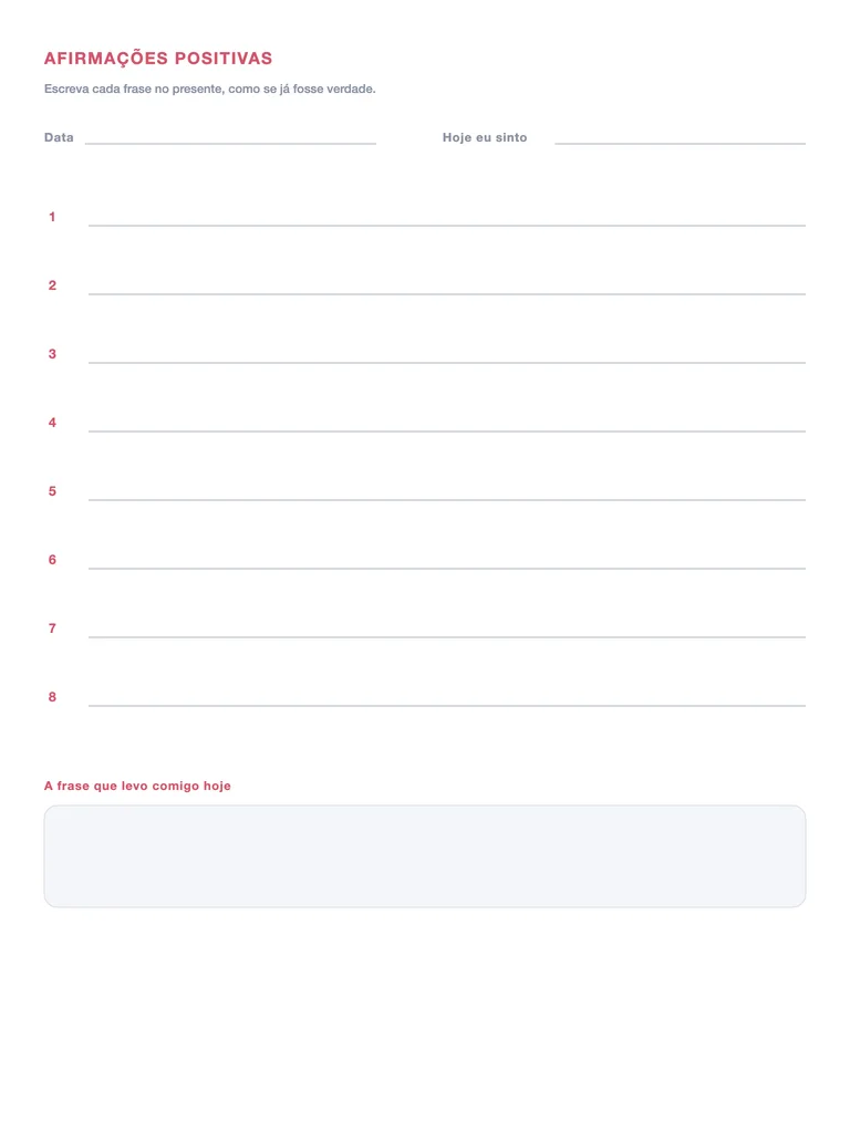 Afirmações positivas para escrever