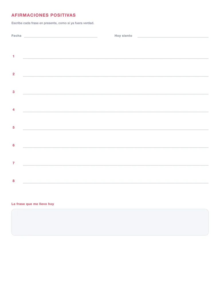 Afirmaciones positivas para escribir