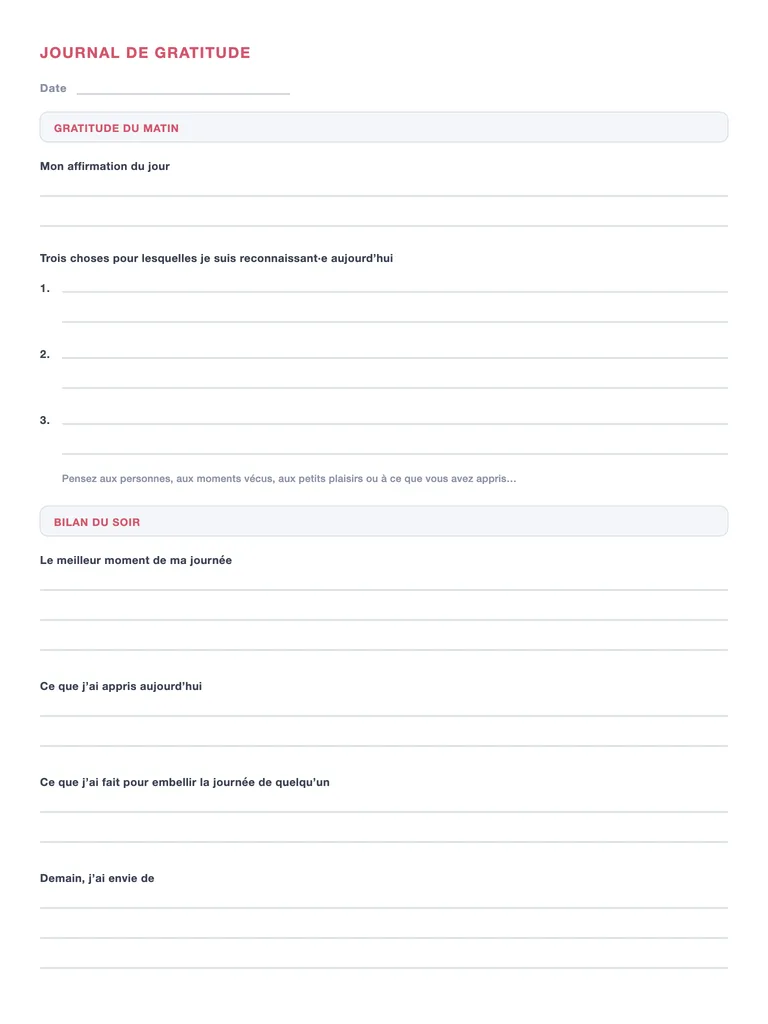 Journal de gratitude