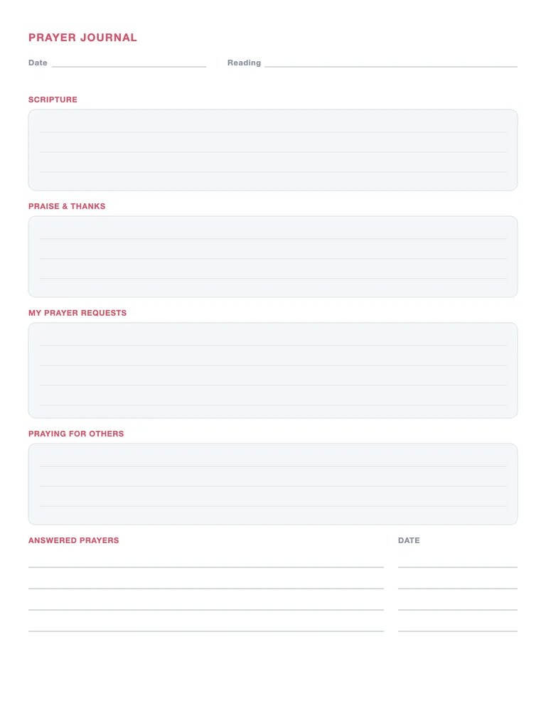 Prayer Journal template preview