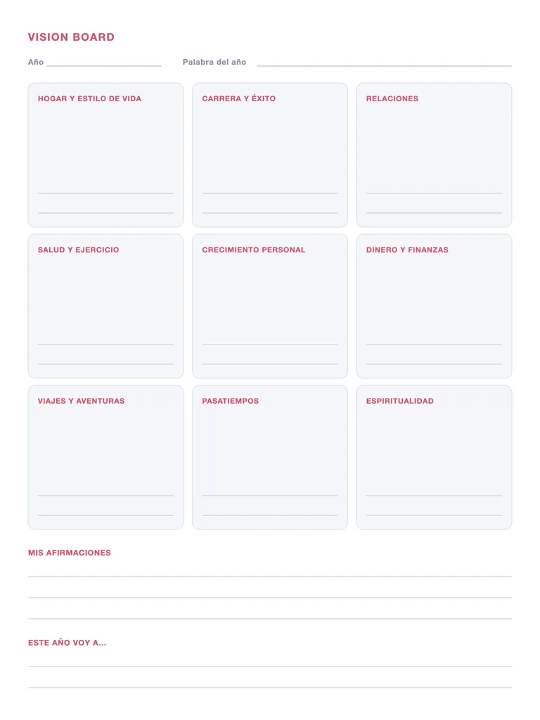 Vision board: plantilla gratis