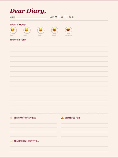 Diary Template preview