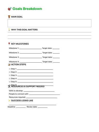 Goal Setting Worksheet preview