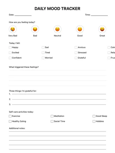 Mood Tracker Template preview